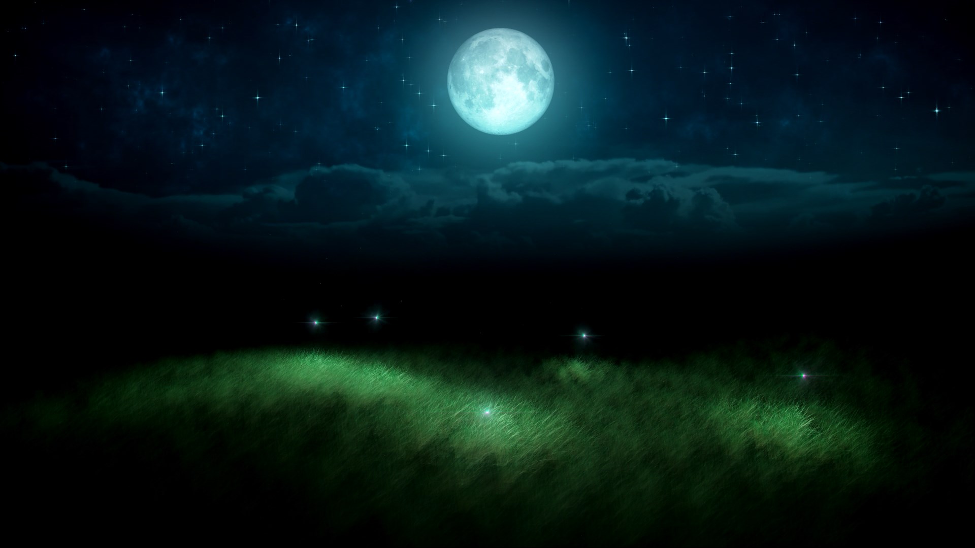 Cảnh đêm với ánh sáng của đom đóm và trăng tròn cực kì độc đáo và lãng mạn sẽ đưa bạn đến một thế giới sống động, tạo cảm giác đang hòa mình vào một không gian đẹp đến ngỡ ngàng.